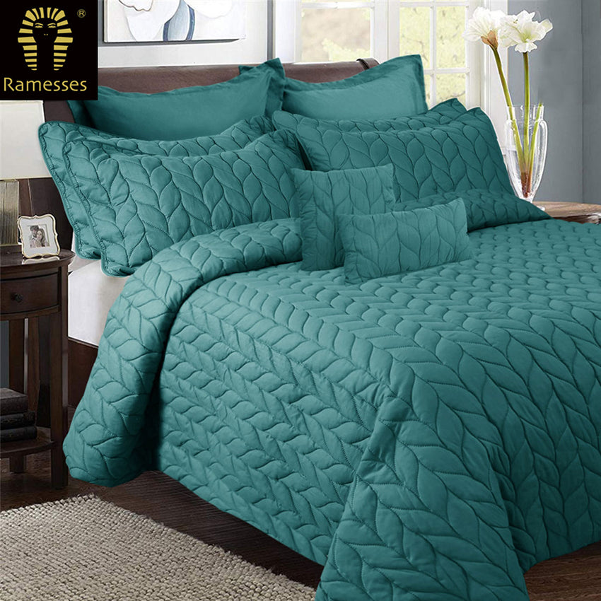 Ramesses 9 Pieces Ultrasonic Comforter Set Queen Teal Tristar Online