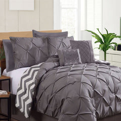 Ramesses 7 Piece Pinch Pleat Comforter Set Charcoal King Tristar Online