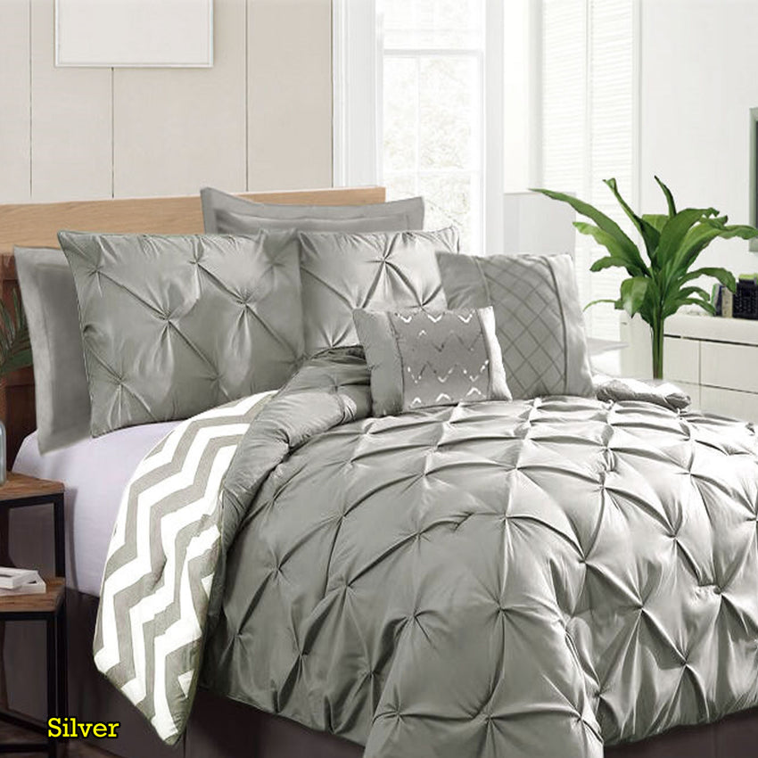 Ramesses 7 Piece Pinch Pleat Comforter Set Silver King Tristar Online