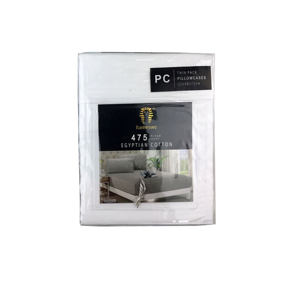 Ramesses 475TC Egyptian Cotton Twin Standard Pillowcases White Tristar Online