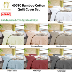 Ramesses Bamboo Cotton Quilt Cover Set Pearl Blue Queen Tristar Online