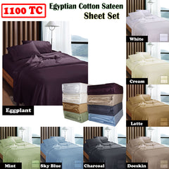 Ramesses 1100TC Egyptian Cotton Sateen Sheet Set Doeskin King Tristar Online