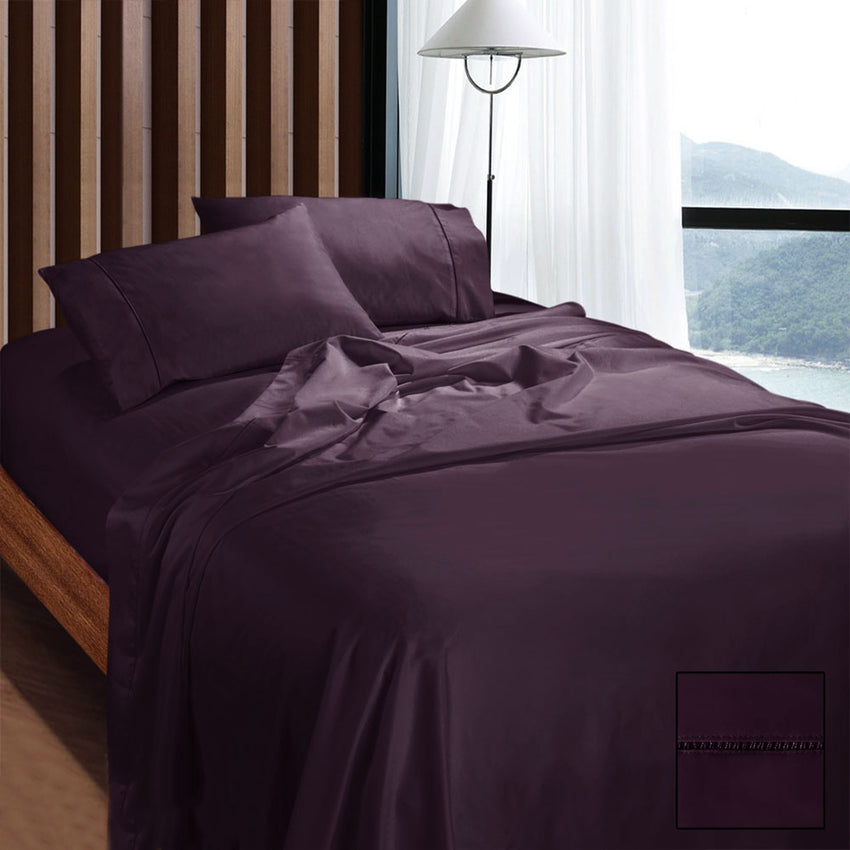 Ramesses 1100TC Egyptian Cotton Sateen Sheet Set Eggplant King Tristar Online