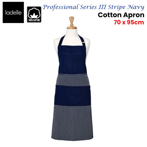 Ladelle Professional Series Stripe Navy Cotton Apron 70 x 95 cm Tristar Online