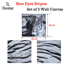 Just Home Set of 3 Printed Blue Eyes Stripes Tiger Wall Canvas Tristar Online