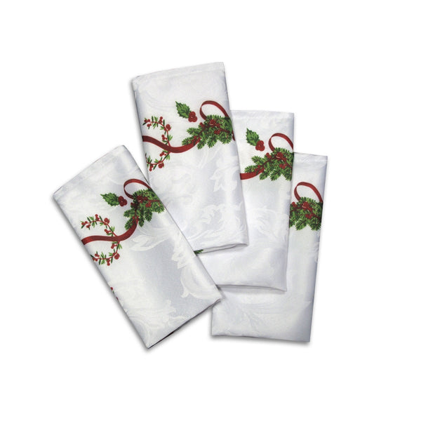 Set of 4 Ornate Christmas Xmas Festival Jacquard Napkins Tristar Online