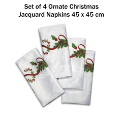 Set of 4 Ornate Christmas Xmas Festival Jacquard Napkins Tristar Online