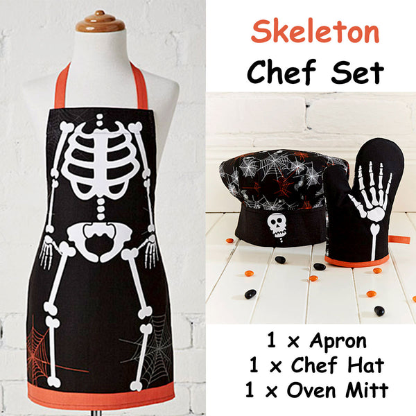 Cubby House Kids Set of 3 Skeleton Halloween Children Kids Kitchen Chef Set Tristar Online