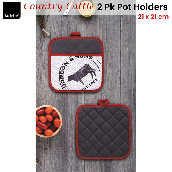 Ladelle Country Cattle Set of 2 Pot Holders 21 x 21 cm Tristar Online