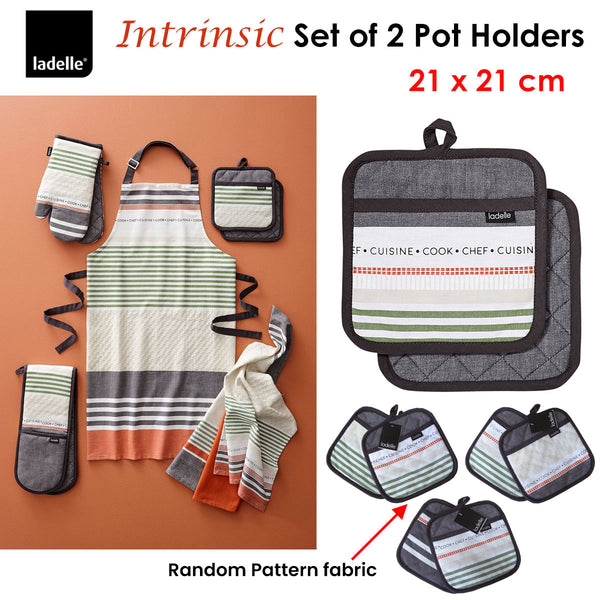 Ladelle Intrinsic Grey Set of 2 Pot Holders 21 x 21 cm Tristar Online