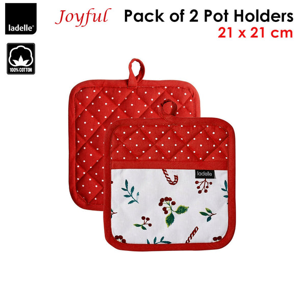 Ladelle Joyful Red Set of 2 Pot Holders 21 x 21 cm Tristar Online