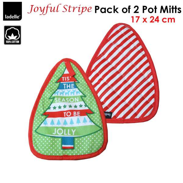 Ladelle Joyful Stripe Red Set of 2 Pot Mitts 17 x 24 cm Tristar Online