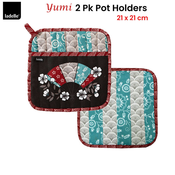 Ladelle Yumi Set of 2 Pot Holders 21 x 21 cm Tristar Online