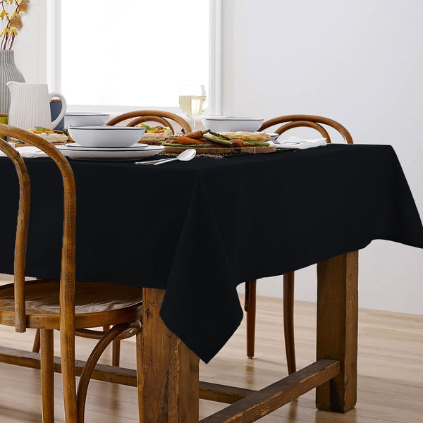 Ladelle Base Black Linen Look 100% Cotton Tablecloth 150 x 225 cm Tristar Online