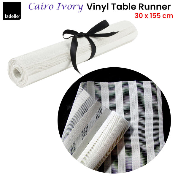 Ladelle Cairo Ivory Vinyl Table Runner 30 x 155 cm Tristar Online