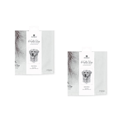 Set of 2 Delightful Dogs Cotton Kitchen Tea Towels 50 x 70 cm Golden Retriever Tristar Online