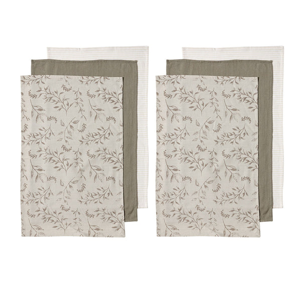 Ladelle Grown Ivy Set of 6 Cotton Kitchen Towels Taupe Tristar Online