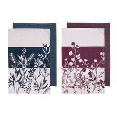 Ladelle Set of 4 Homespun Flower Cotton Kitchen Tea Towels 50 x 70 cm Mix Tristar Online