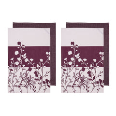 Ladelle Set of 4 Homespun Flower Cotton Kitchen Tea Towels 50 x 70 cm Mulberry Tristar Online