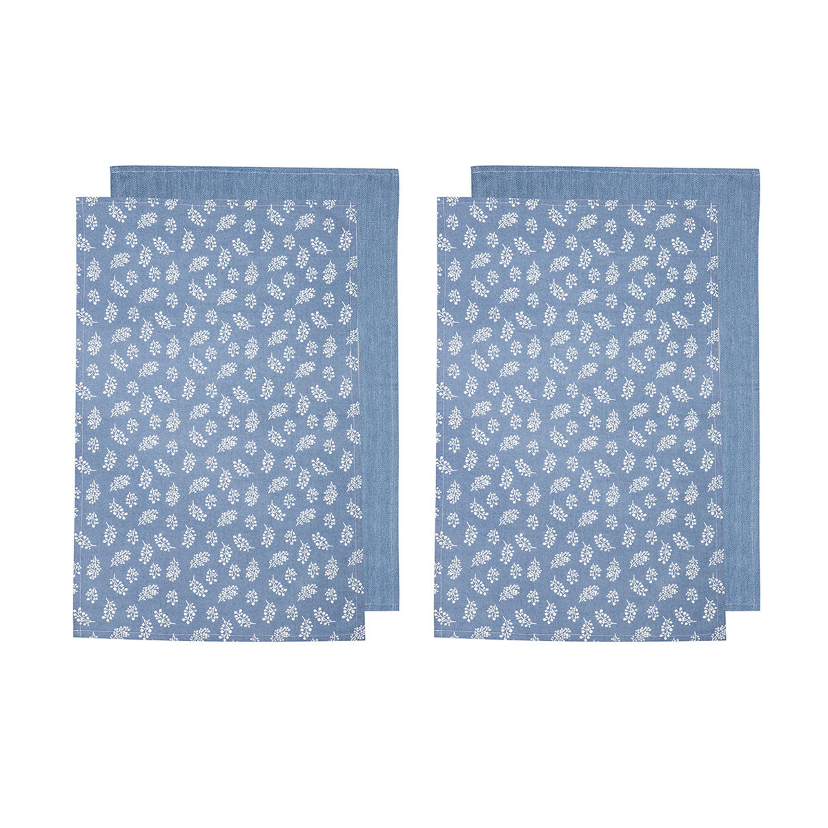 Ladelle Set of 4 Homespun Cotton Kitchen Tea Towels 50 x 70 cm Denim Tristar Online