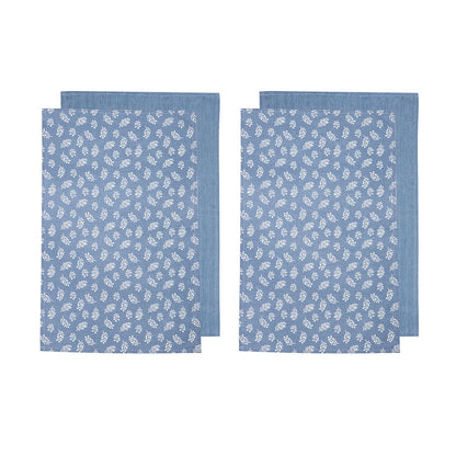 Ladelle Set of 4 Homespun Cotton Kitchen Tea Towels 50 x 70 cm Denim Tristar Online