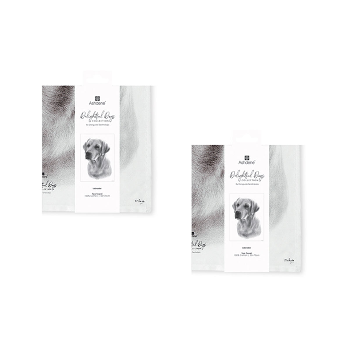 Set of 2 Delightful Dogs Cotton Kitchen Tea Towels 50 x 70 cm Labrador Tristar Online