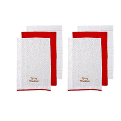 Ladelle Joyful Merry Christmas Set of 6 Cotton Kitchen Towels Red Tristar Online