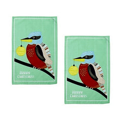 Ladelle Australiana Bird Drawing Set of 2 Cotton Kitchen Towels Kookaburras Tristar Online