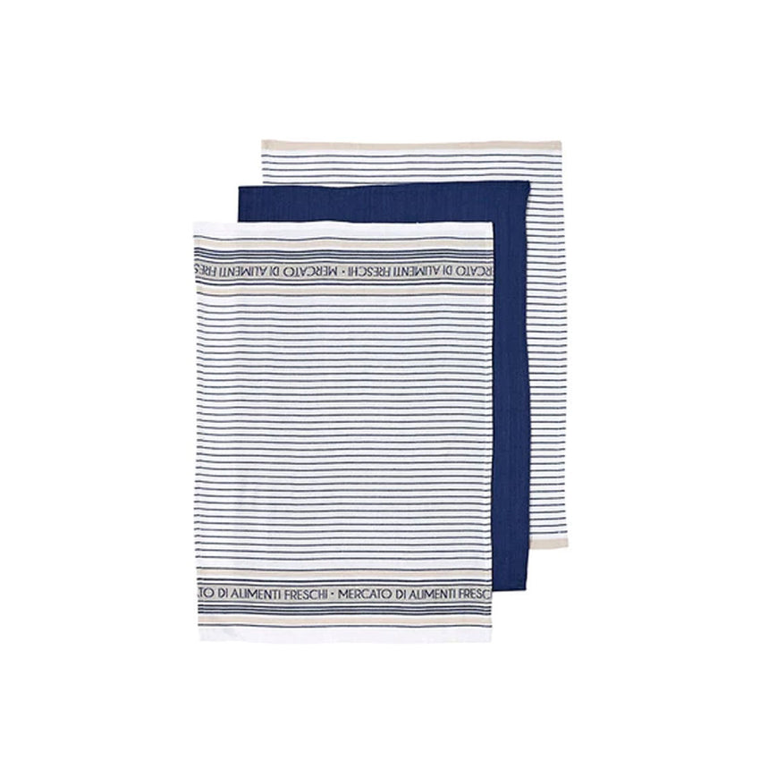 Ladelle Set of 3 Professional Series III Cotton Kitchen Tea Towels Navy 50 x 70 cm Tristar Online