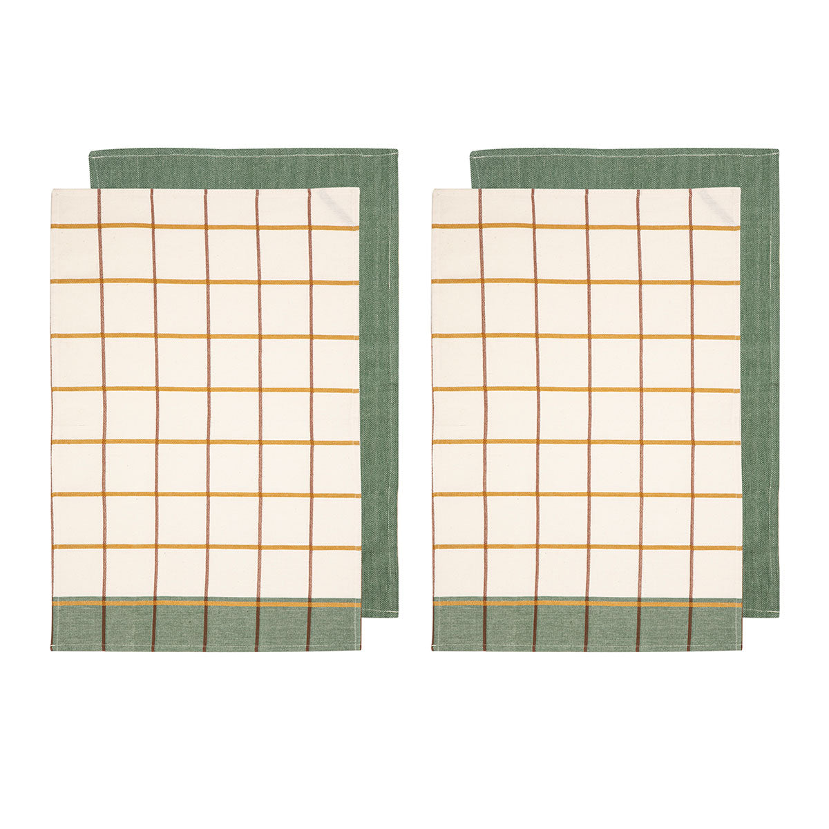 Ladelle Set of 4 Retreat Cotton Kitchen Tea Towels 50 x 70 cm Green Tristar Online