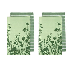 Ladelle Set of 4 Sanctuary Floral Cotton Kitchen Tea Towels 50 x 70 cm Green Tristar Online