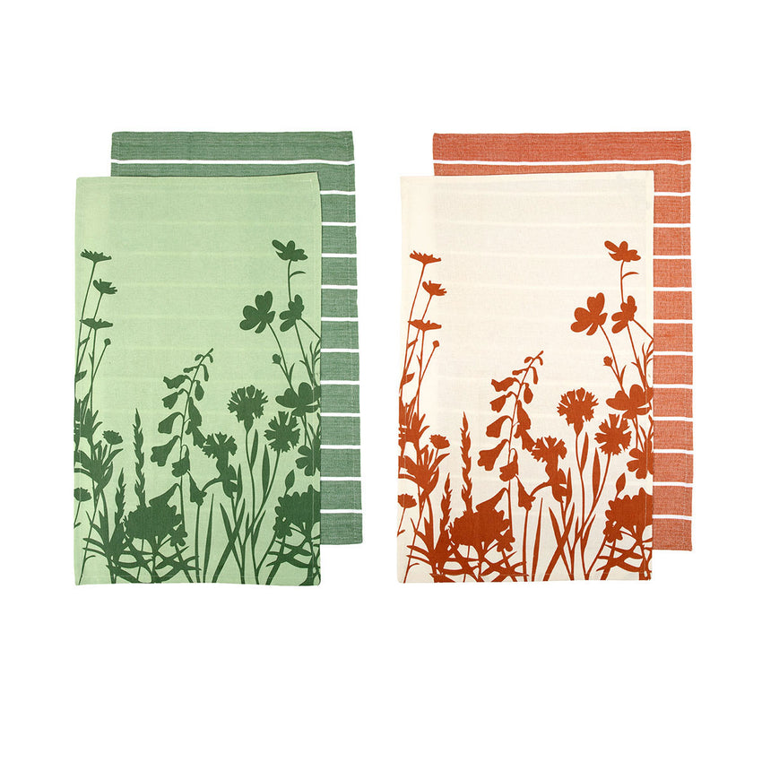 Ladelle Set of 4 Sanctuary Floral Cotton Kitchen Tea Towels 50 x 70 cm Mix Tristar Online