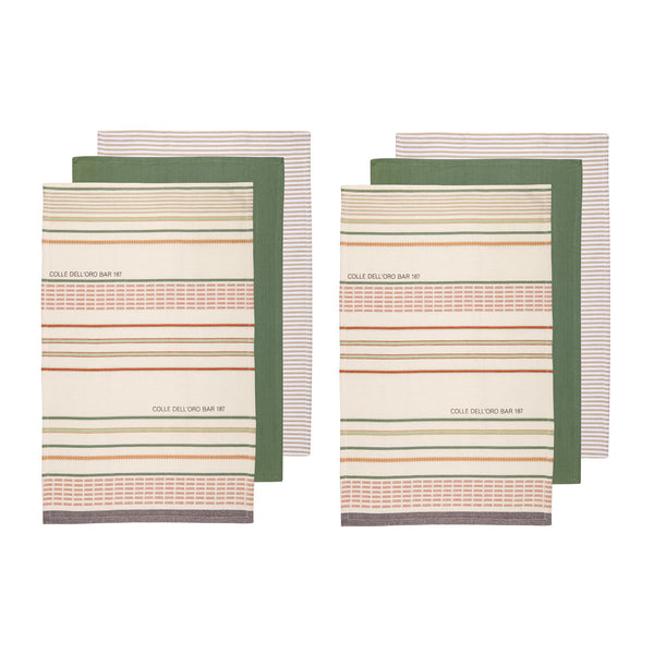 Ladelle Set of 6 Sanctuary Cotton Kitchen Tea Towels 50 x 70 cm Green Tristar Online