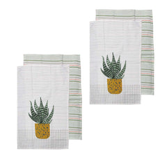 Ladelle Revive Plants Set of 4 Cotton Kitchen Towels Yellow Pot Tristar Online