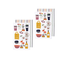 Ladelle Sunday Market Set of 4 Cotton Kitchen Towels Yellow Multi Tristar Online