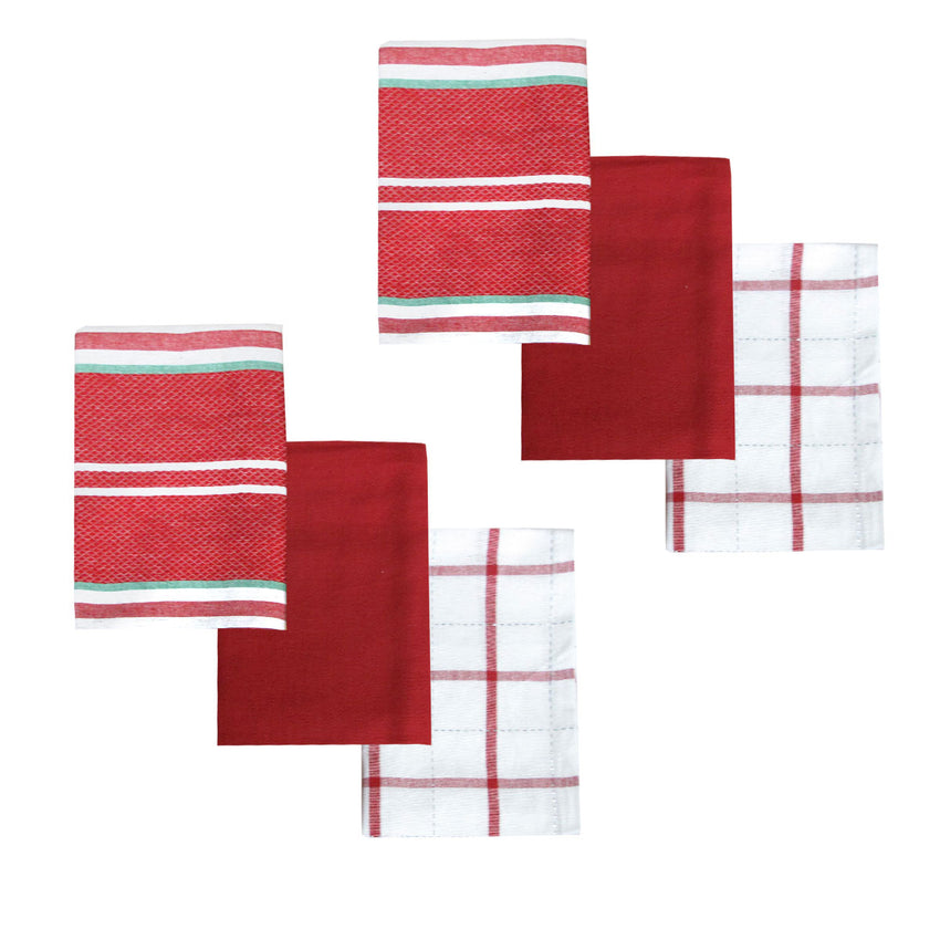 Ladelle Brick Set of 6 Cotton Kitchen Towels Red Design 6 Tristar Online