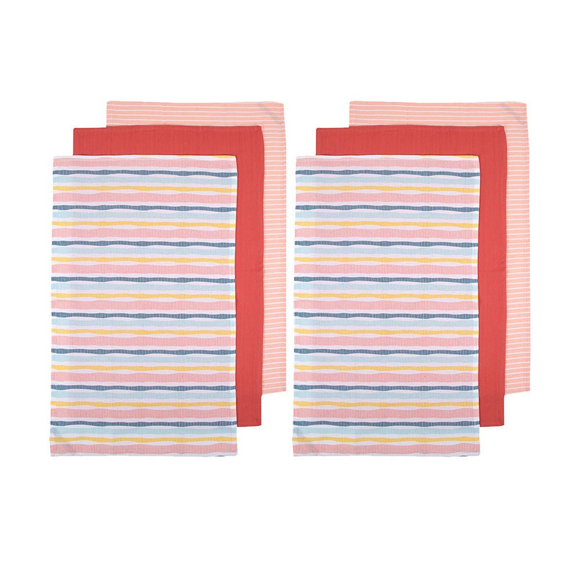 Ladelle Set of 6 Zest Bright Cotton Kitchen Tea Towels 50 x 70 cm Stripes Tristar Online