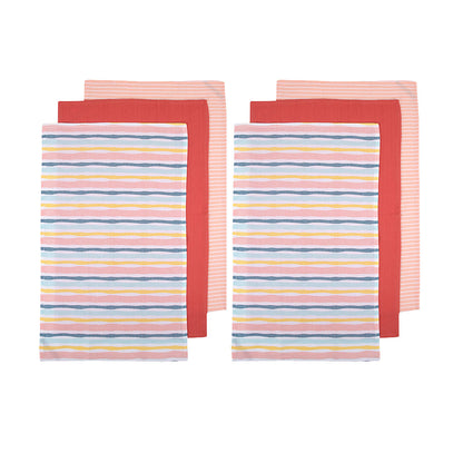 Ladelle Set of 6 Zest Bright Cotton Kitchen Tea Towels 50 x 70 cm Stripes Tristar Online