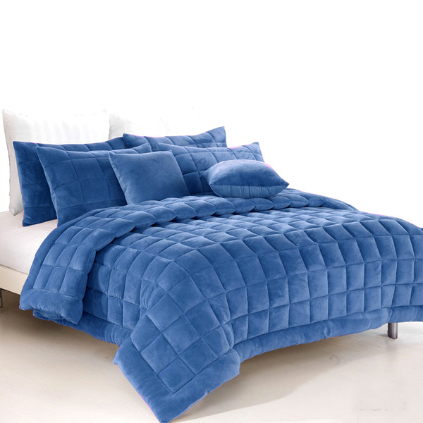 Alastairs Augusta Faux Mink Quilt / Comforter Set Denim King Tristar Online