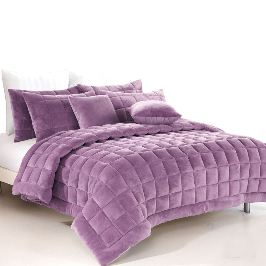 Alastairs Augusta Faux Mink Quilt / Comforter Set Lilac King Tristar Online