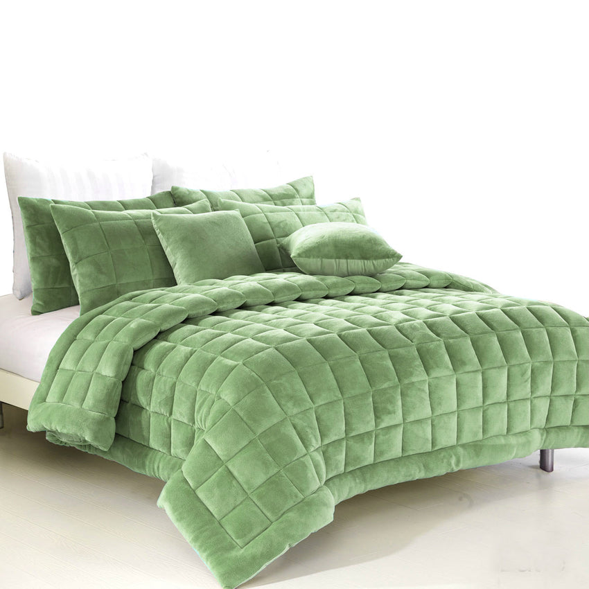 Alastairs Augusta Faux Mink Quilt / Comforter Set Sage Double Tristar Online