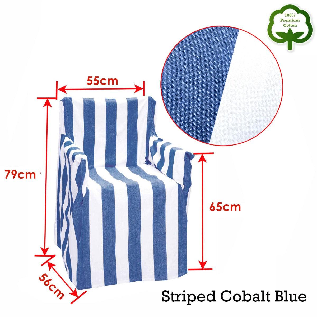Rans Alfresco 100% Cotton Director Chair Cover - Striped Cobalt Blue Tristar Online