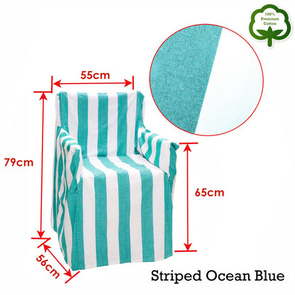 Rans Alfresco 100% Cotton Director Chair Cover - Striped Ocean Blue Tristar Online