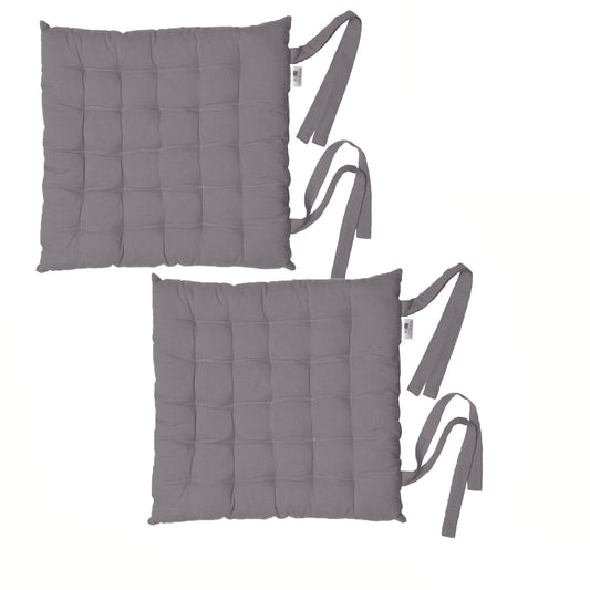 Rans Set of 2 Alfresco Cotton Chair Pads 40x40 cm - Plain Charcoal Tristar Online