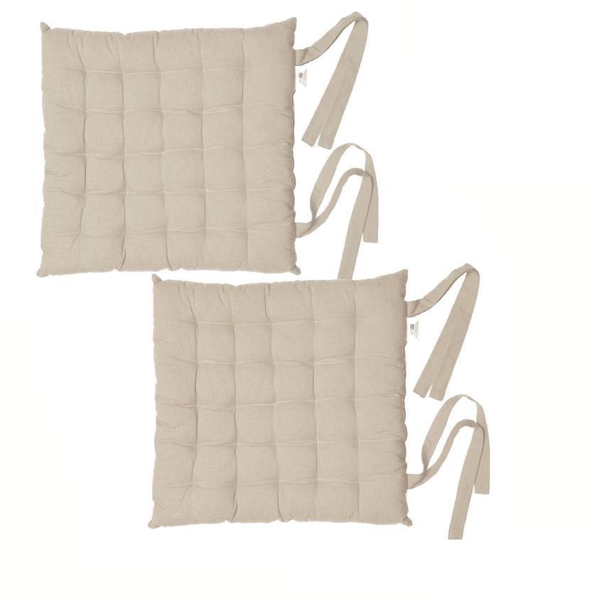 Rans Set of 2 Alfresco Cotton Chair Pads 40x40 cm - Plain Oatmeal Tristar Online