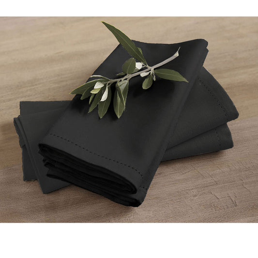 Rans Set of 4 Cotton Hemstitch Napkins - Black Tristar Online
