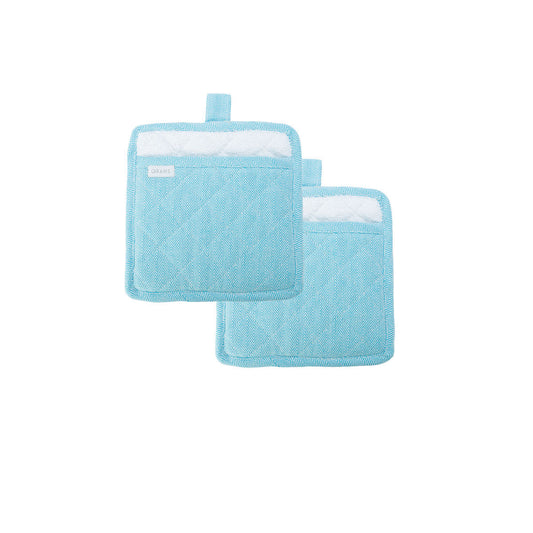 Rans Herringbone Blue Cotton Set of 2 Pot Holders Tristar Online