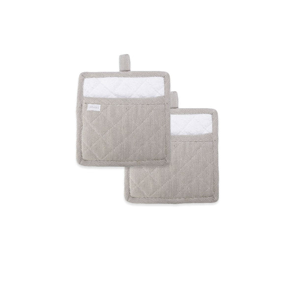 Rans Herringbone Charcoal Cotton Set of 2 Pot Holders Tristar Online