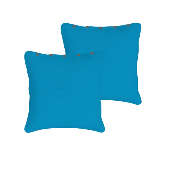 Rans Pair of London Cotton European Pillowcases with Buttons Aqua Tristar Online