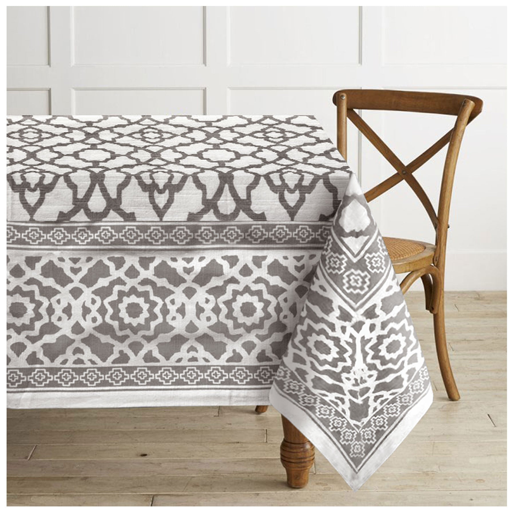 Rans Pure Cotton Vintage Tablecloth 150 x 260 + 4 cm - Grey Tristar Online